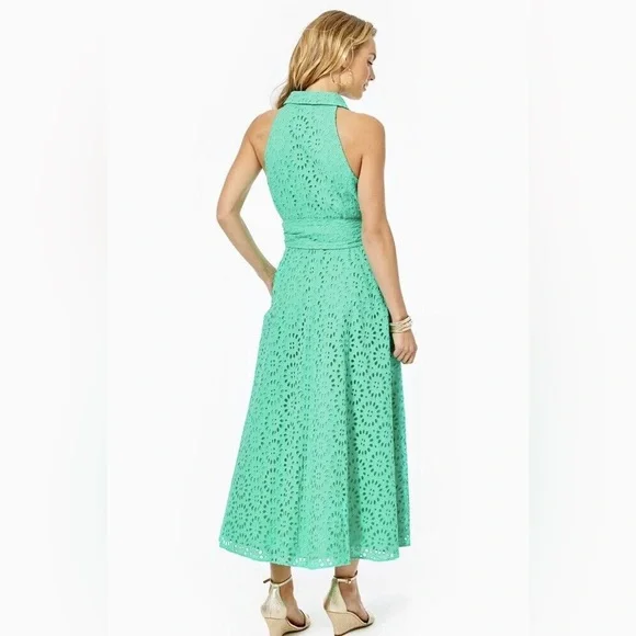 EUC Lilly Pulitzer Chrisella MIDI Shirtdress Gustavia Green 10 - Picture 5 of 6